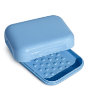 Savoniera plastic cu capac si gratar drenaj 11x8x4 cm portabila